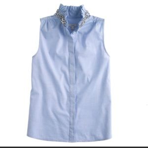 J. Crew Sleeveless Button-down with Jeweled Neck